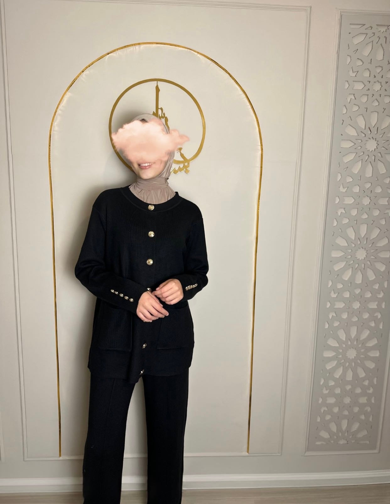 Knitted twinset zwart