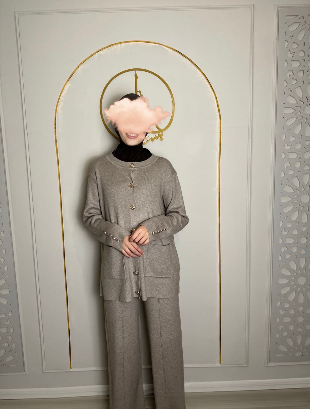 Knitted twinset taupe