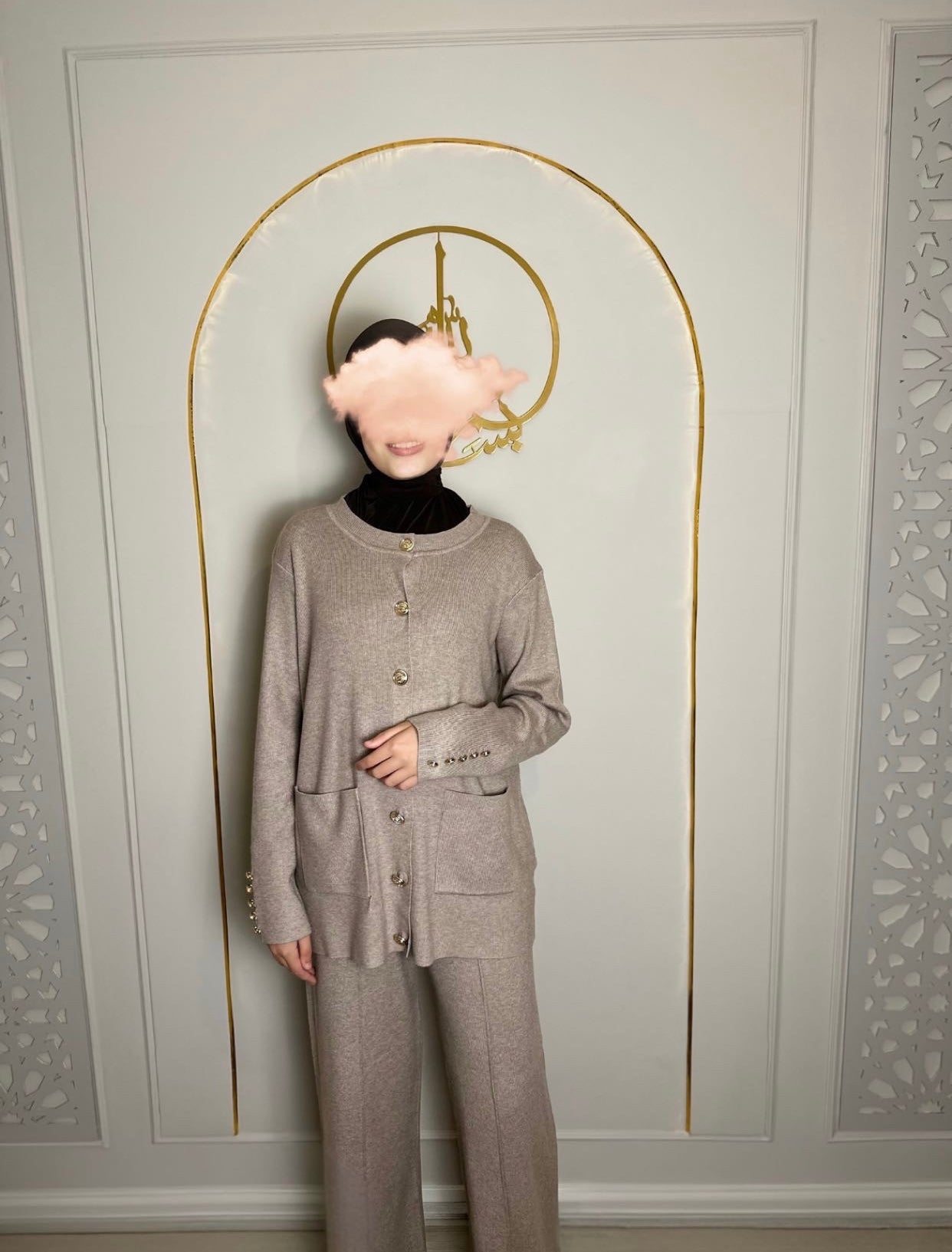 Knitted twinset taupe