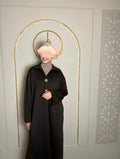 Jersey knopen dress darkbrown