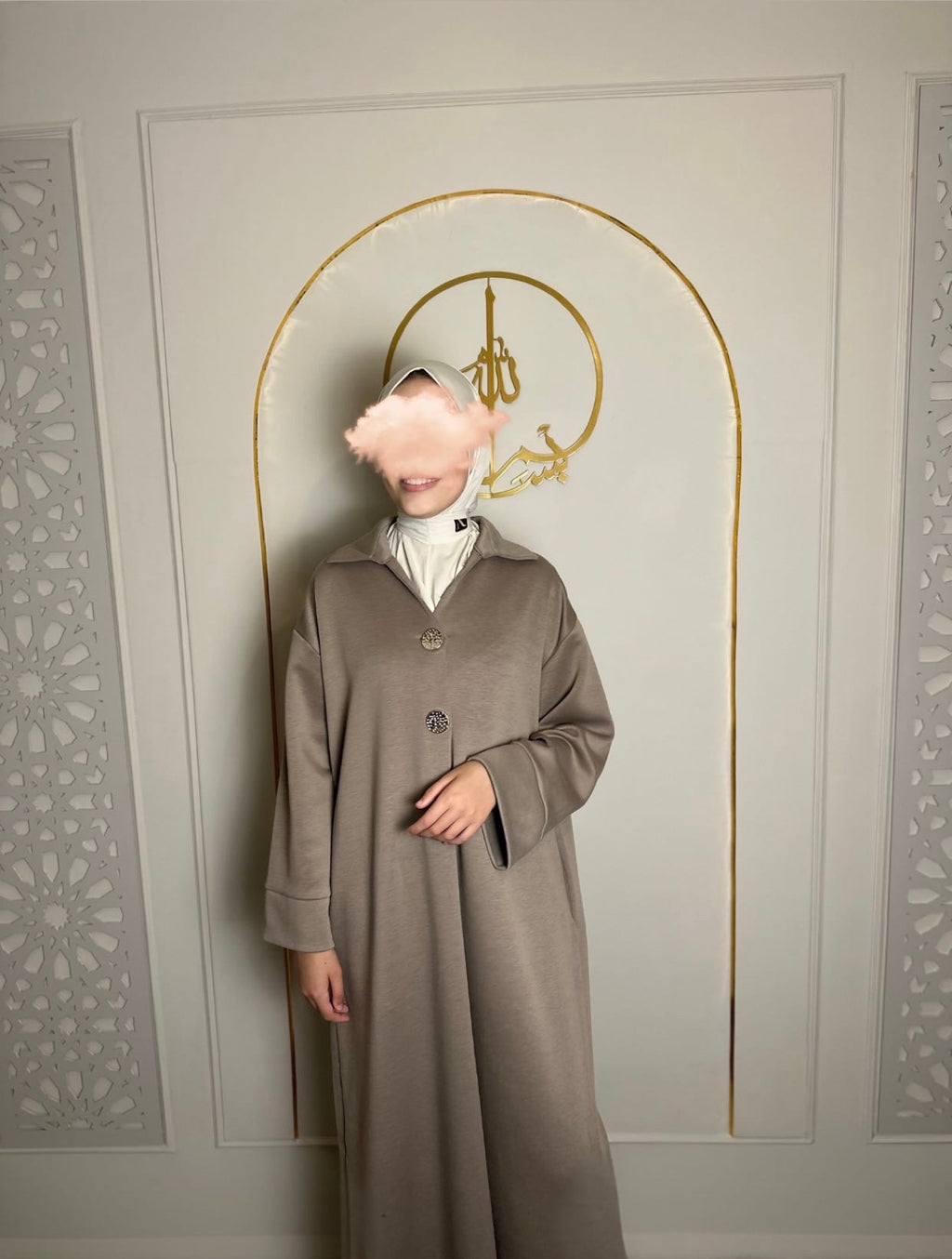 Jersey knopen dress taupe