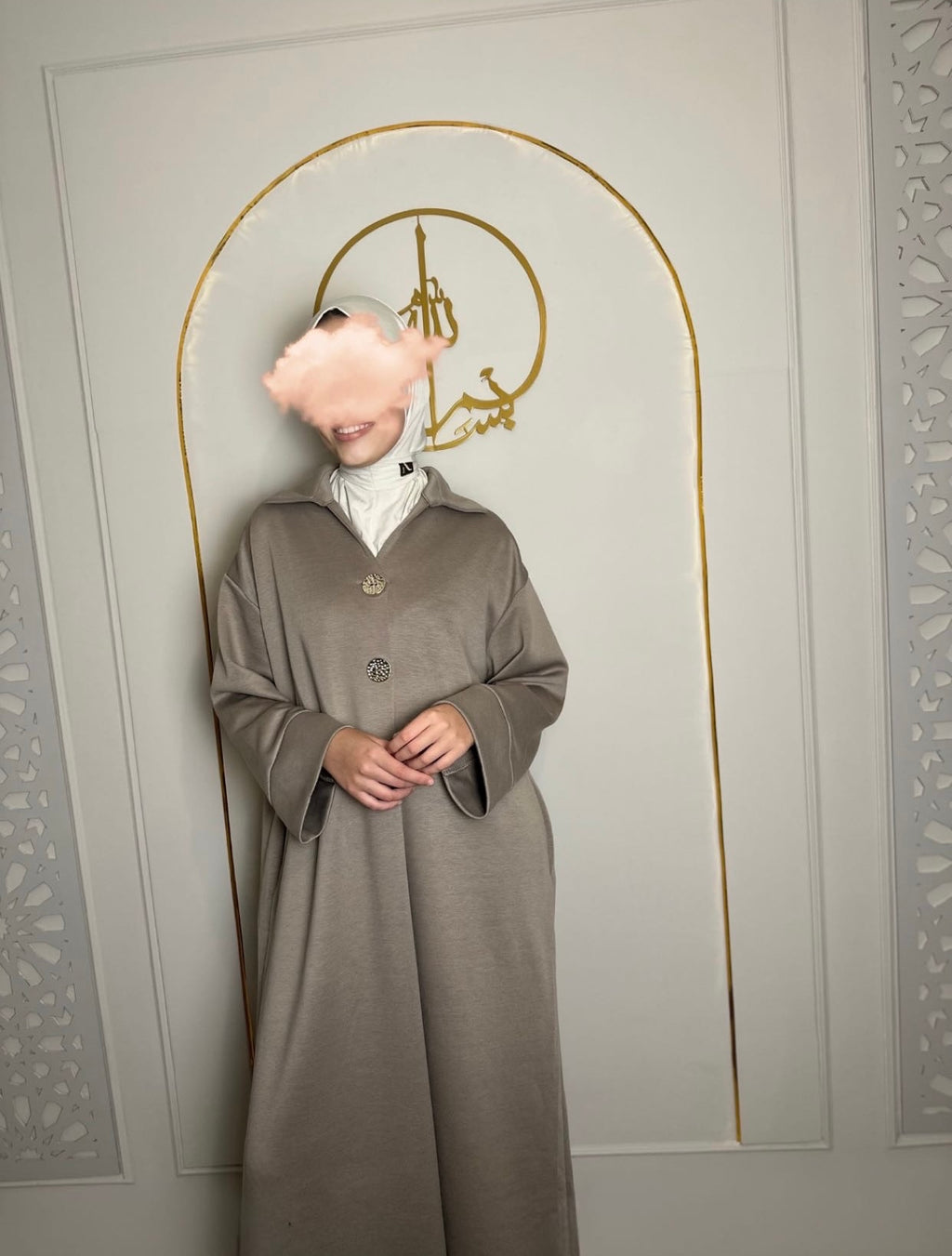Jersey knopen dress taupe